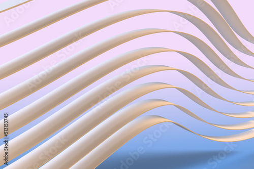 Abstract 3D rendering of fluent curved shapes as modern background for cover, poster, branding, design. Computer generated three-dimensional digital art.
