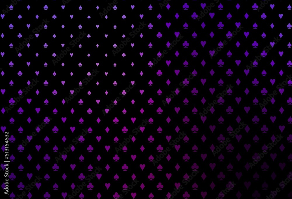 Dark purple vector cover with symbols of gamble.