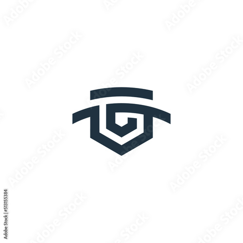 Letter G, shield and eye combined into one simple form. Editable logo design vector