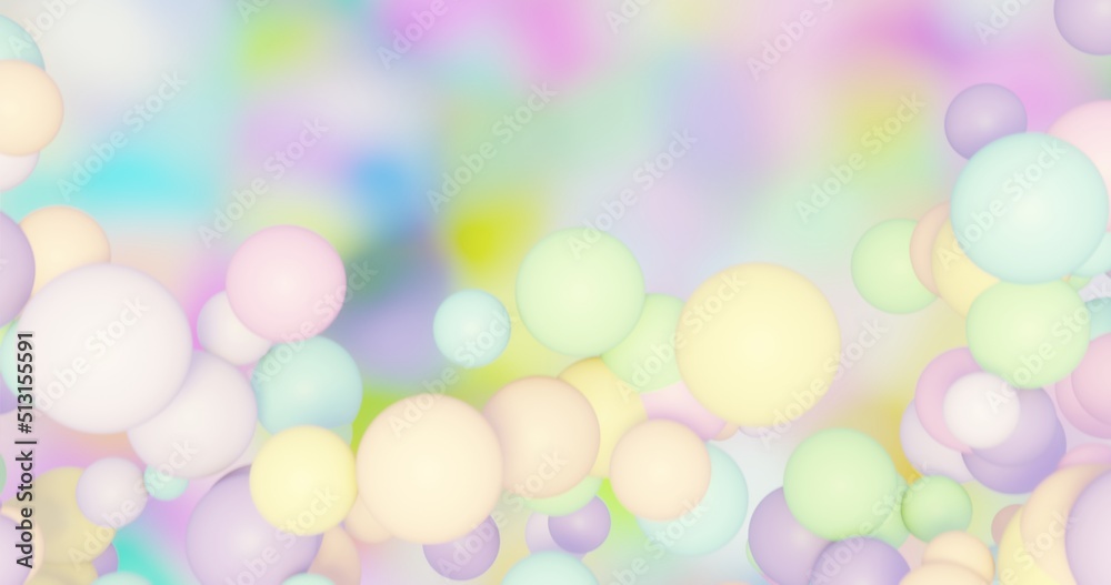 Abstract background multicolor bubbles flying in space 3d render