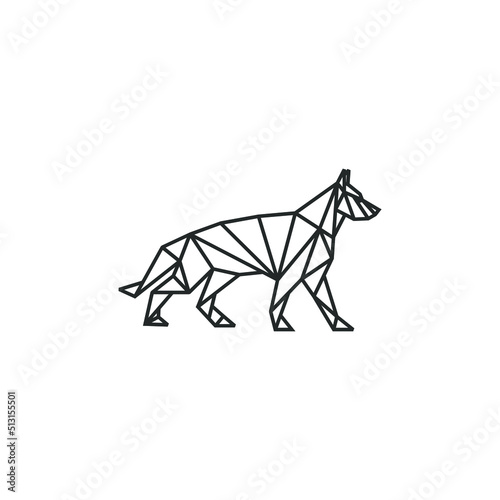 geometric dog shape - editable outline german shepherd, husky logo design source