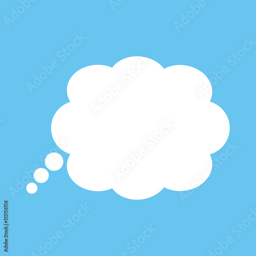 Cartoon speech or think bubble, empty communication cloud icon vector