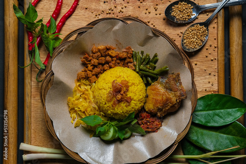 Yellow rice with chicken and chili