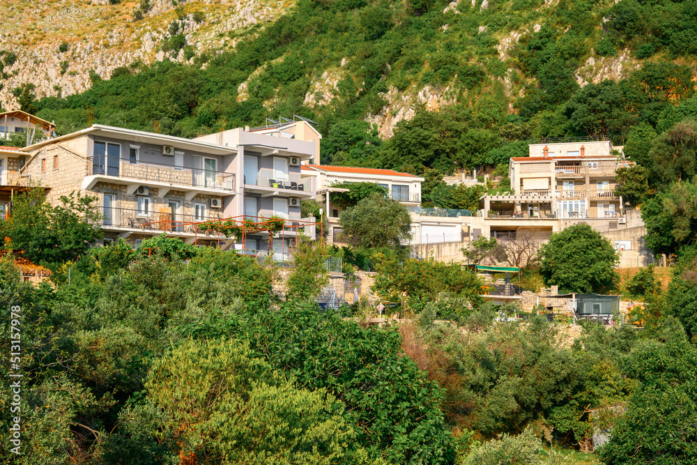 Hillside holiday apartments in the picturesque village of Rijeka Rezevici. Montenegro, Europe