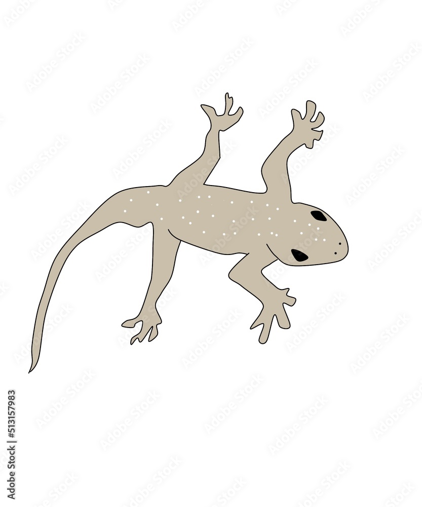 Obraz premium Cartoon illustration of a lizard with playful expression and vibrant colors, perfect for kids’ content, wildlife themes, animal characters, and educational materials.