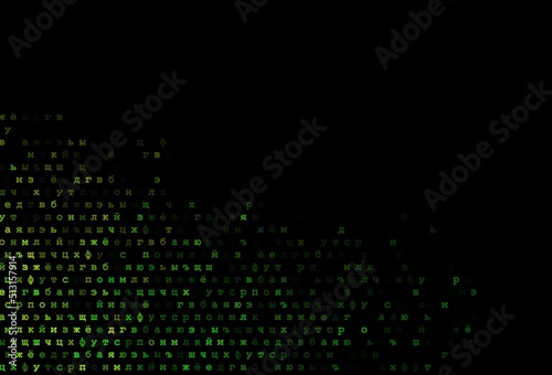 Dark green, yellow vector cover with english symbols.