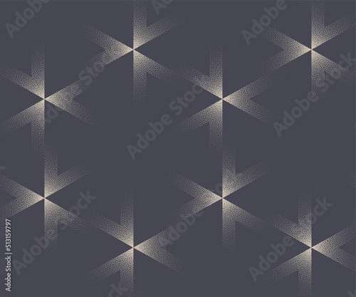 Triangular Cell Geometric Seamless Pattern Vector Futuristic Abstract Background. Triangle Form Grid Structure Grainy Subtle Texture Repetitive Gray Wallpaper. Gritty Half Tone Art Modern Illustration
