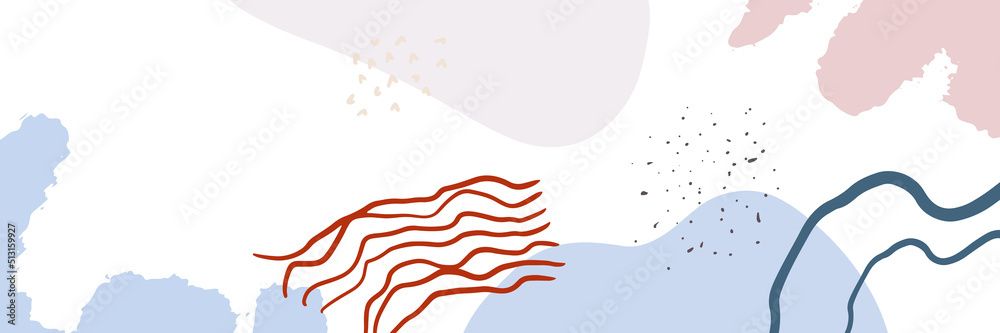 Beautiful pastel social media banner template with minimal abstract organic shapes composition in trendy contemporary collage style Beautiful pastel social media banner template with minimal abstract organic shapes composition in trendy contemporary collage style