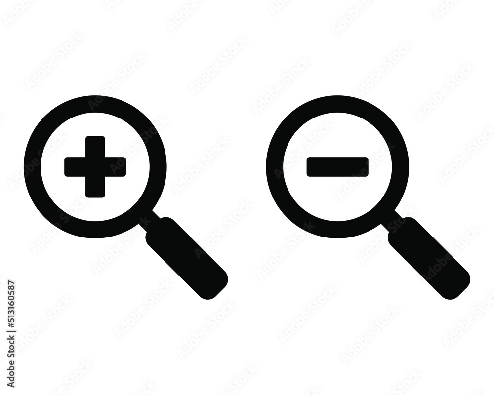 Zoom icon, Zoom in and Zoom out magnifying glass vector icon. Zoom icon, Zoom in and Zoom out magnifying glass vector icon.