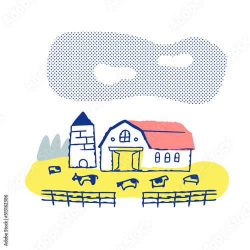 牛が放牧されている牧場