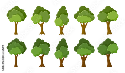 Set of hand drawn trees