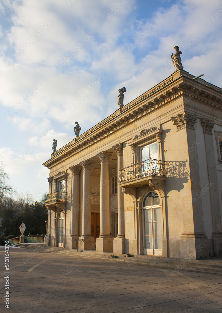 Royal palace (Palace on the Water) in Lazienki park at winter in Warsaw, Poland	
