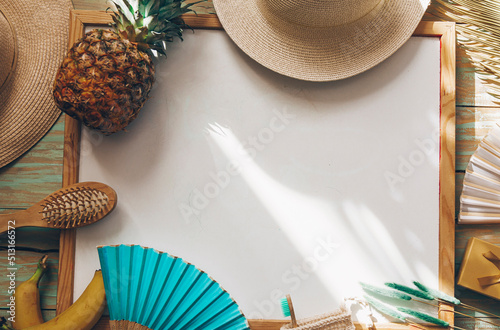 still life with a hat on the beach