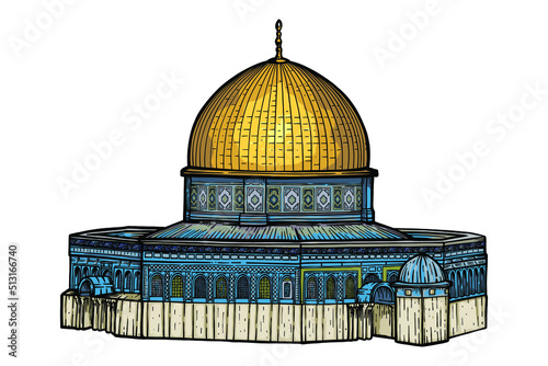 Al-Aqsa Mosque, Dome of the Rock - vector illustration