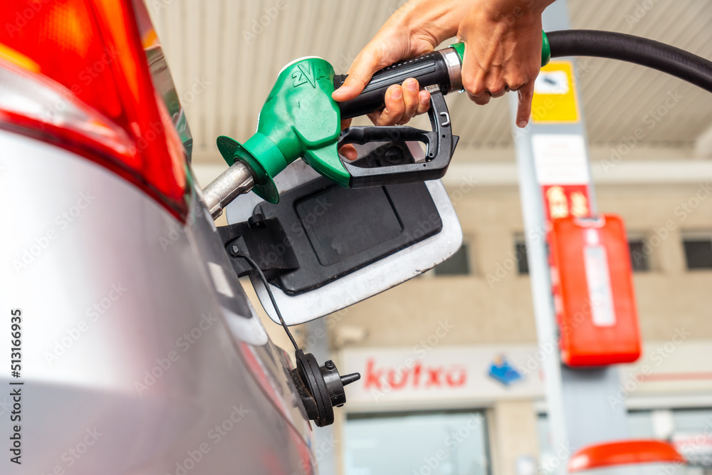 Refueling gasoline or diesel at the gas station in the fuel crisis due to high prices