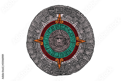 Ancient Mayan Calendar ector illustration - Hand drawn