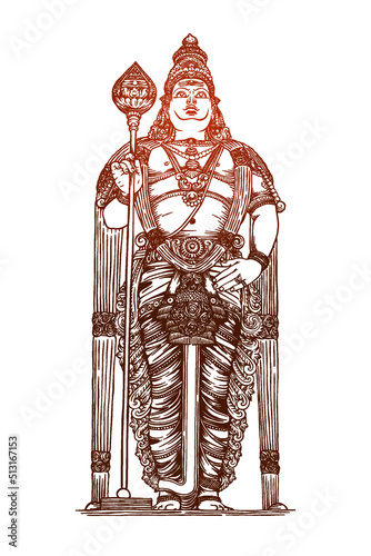 Batu Caves in Selangor Malaysia illustration - Hand drawn - Out line