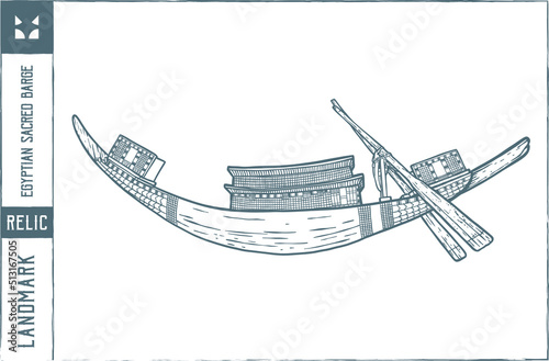 Egyptian sacred barge Vector illustration - Hand drawn - Out line © Monster_Design