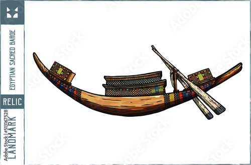 Egyptian sacred barge Vector illustration - Hand drawn
