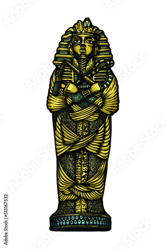  Egyptian sarcophagus Hand drawn - vector illustration