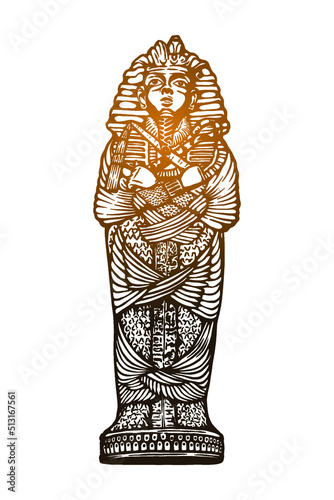 Egyptian sarcophagus Hand drawn - vector illustration - Out line photo