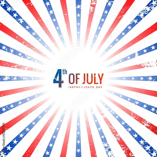 Happy 4th of July Independence day on sunburst style background