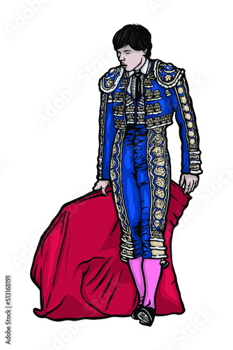 Matador with cape - vector illustration