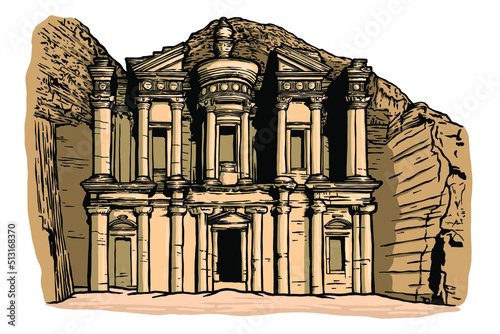  Petra -Jordan -The ancient city vector illustration - Hand drawn