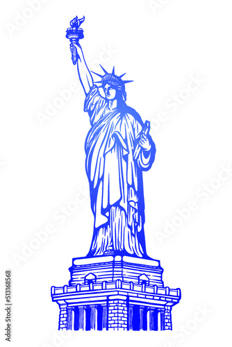 Statue of Liberty vector illustration - Hand drawn - Out line