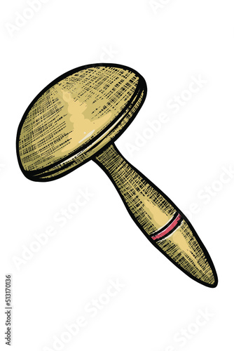 Darning mushroom, vintage tool of repairing holes in fabric or knitting - hand drawn