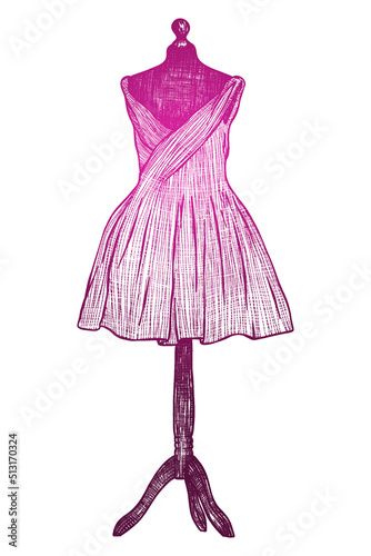 Retro clothing mannequin - hand drawn - Out line