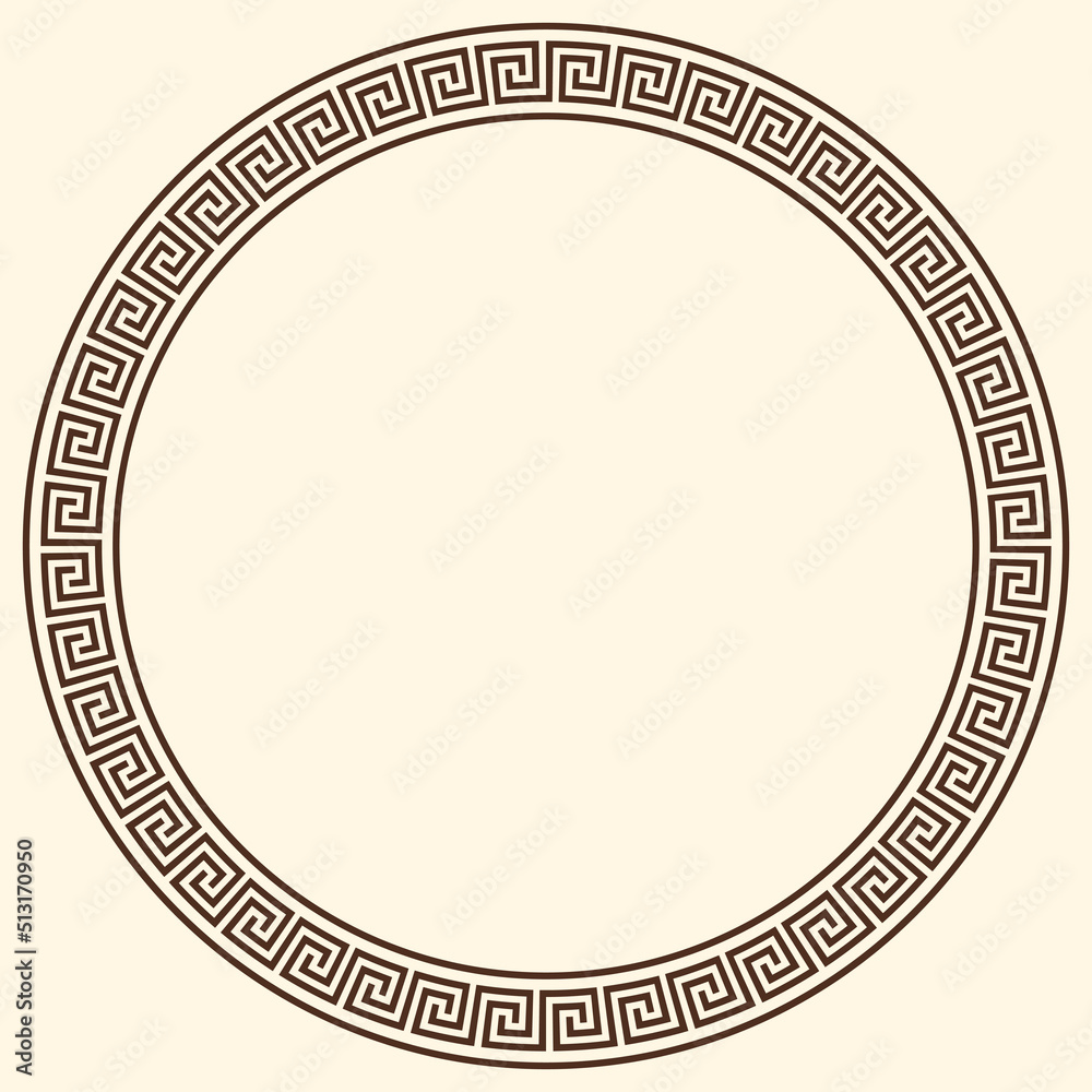 Greek key pattern, round frame. Decorative ancient meander, greece border ornament with repeated geometric motif. Vector EPS10. Greek key pattern, round frame. Decorative ancient meander, greece border ornament with repeated geometric motif. Vector EPS10.