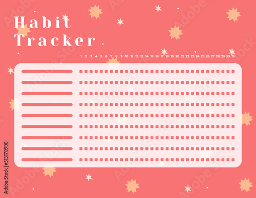 Habit Tracker. Monthly planner habit tracker template.