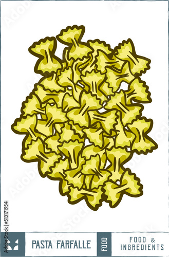 Pasta farfalle Vector illustration - Hand drawn