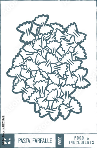 Pasta farfalle Vector illustration - Hand drawn - Out line