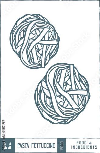Pasta fettuccine Vector illustration - Hand drawn - Out line