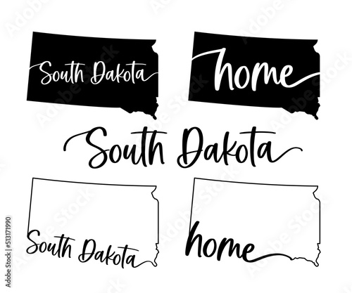 Stylized map of the U.S. State of South Dakota vector illustration