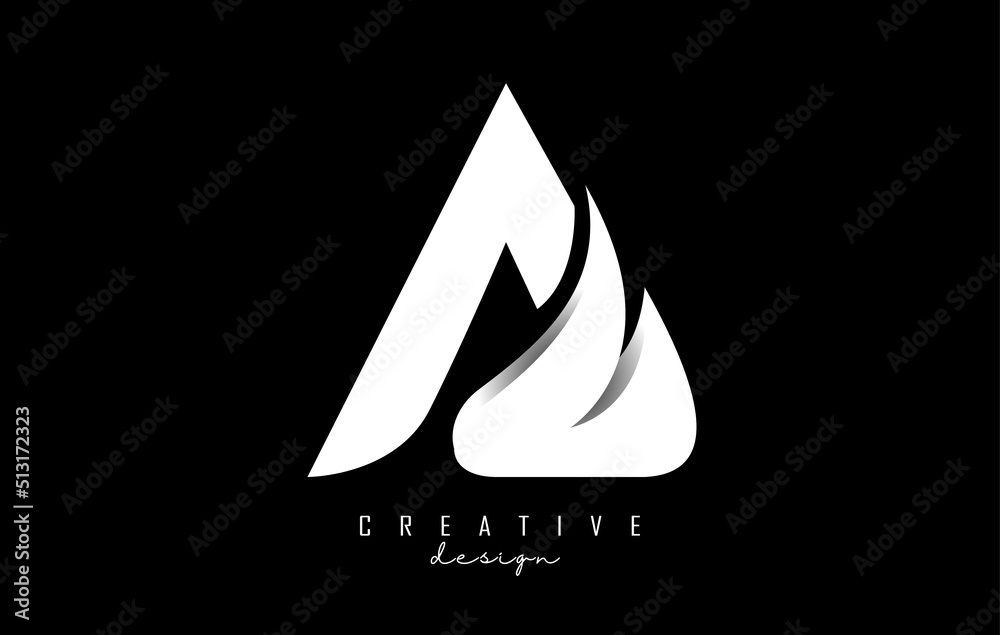 Fototapeta premium Vector illustration of abstract letter A with white leaf, eco, natural design. Letter A logo with creative cut and shape.