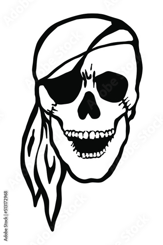  Pirate skull - vector illustration - Out line