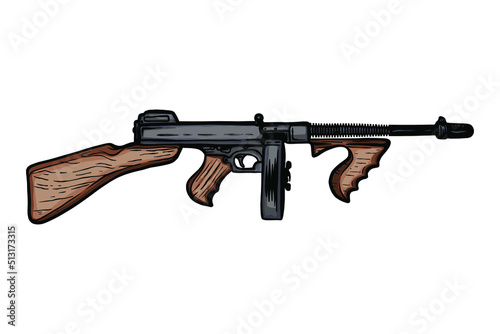 Gangster submachine gun - Vector illustration photo