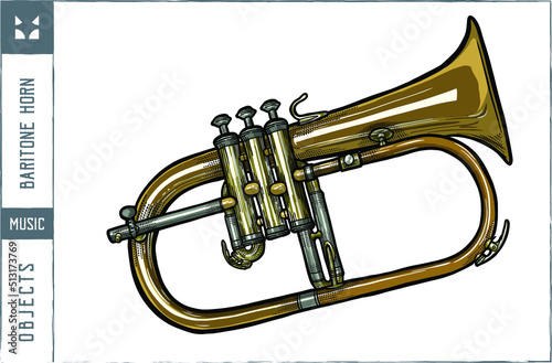 Baritone horn Vector illustration - Hand drawn photo