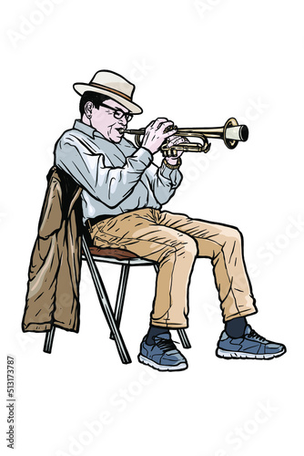 Man playing a trumpet - vector illustration