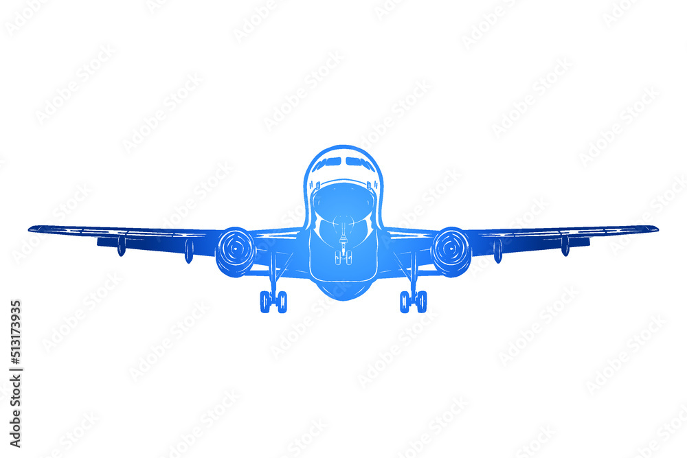 Airplane in flight Vector illustration - Hand drawn - Out line Airplane in flight Vector illustration - Hand drawn - Out line