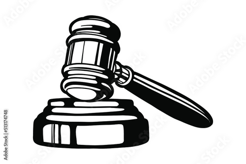  Judge gavel vector illustration - Hand drawn