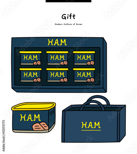 This illustration is a ham gift set. It's a basic gift set given by a company working on Korean holidays.