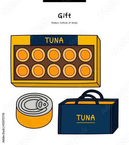 This illustration is a tuna gift set. It's a basic gift set given by a company working on Korean holidays.