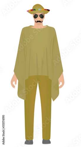 Mexican man standing. vector illustration