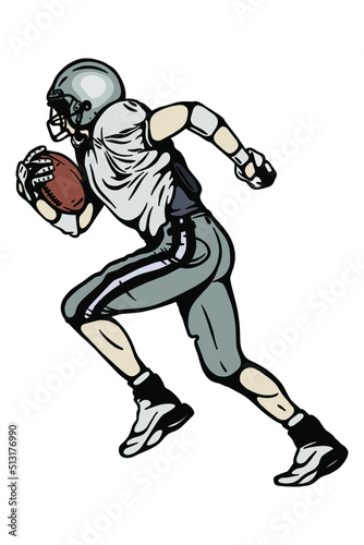 American football player running with a ball vector illustration - Hand drawn