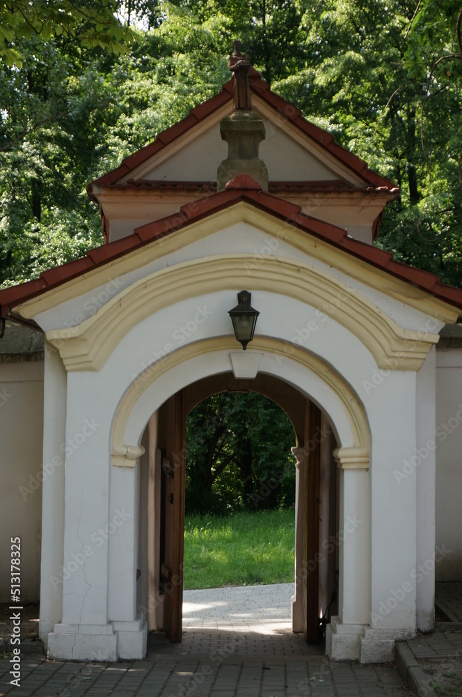 Archway from the courtyard of the Franciscan monastery. Wieliczka, Poland.
