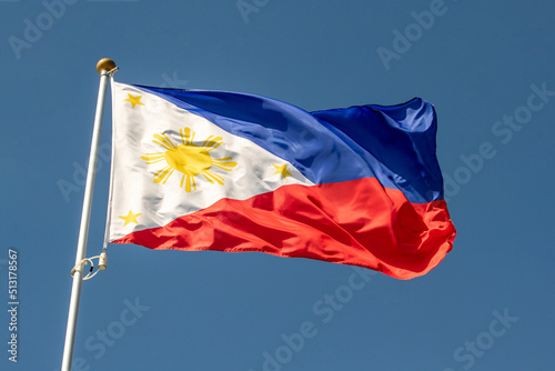 Large Philippines flag waving in the wind